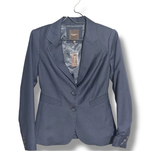 The Limited NWT Navy Blue Notched Collar 2 Button Structured Professional Blazer - Picture 14 of 16